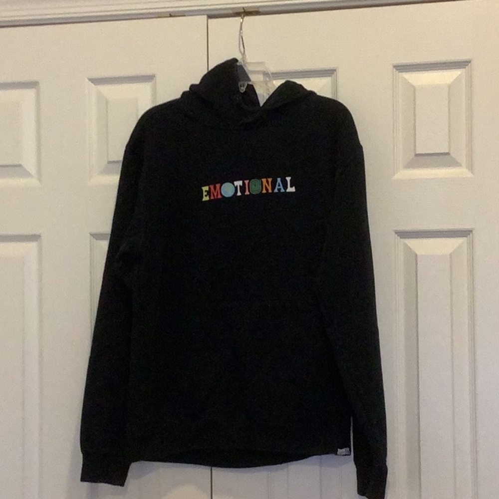 Black graphic hoodie “Don’t get emotional it’s only broken promises”